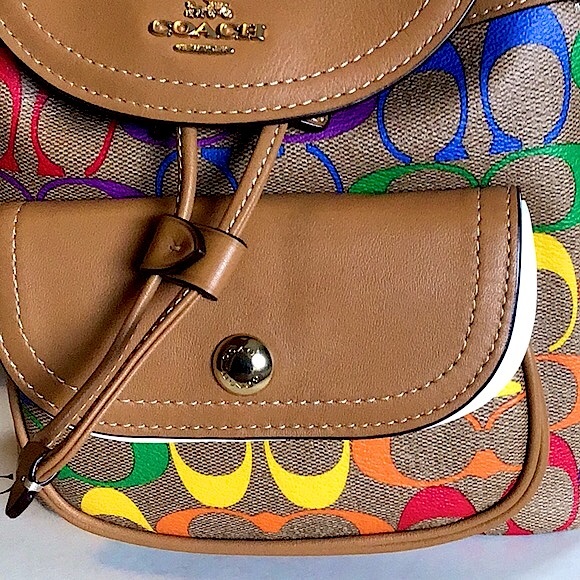 Coach 🌈Pennie Small Rainbow Signature Backpack/FREE shirt & tights w purchase - Picture 10 of 16